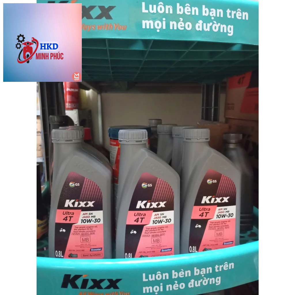 (ga 10w30 800ml)Combo 3 chai Nhớt bán tổng hợp cho xe tay ga Kixx Ultra Scooter 10W30 800ml