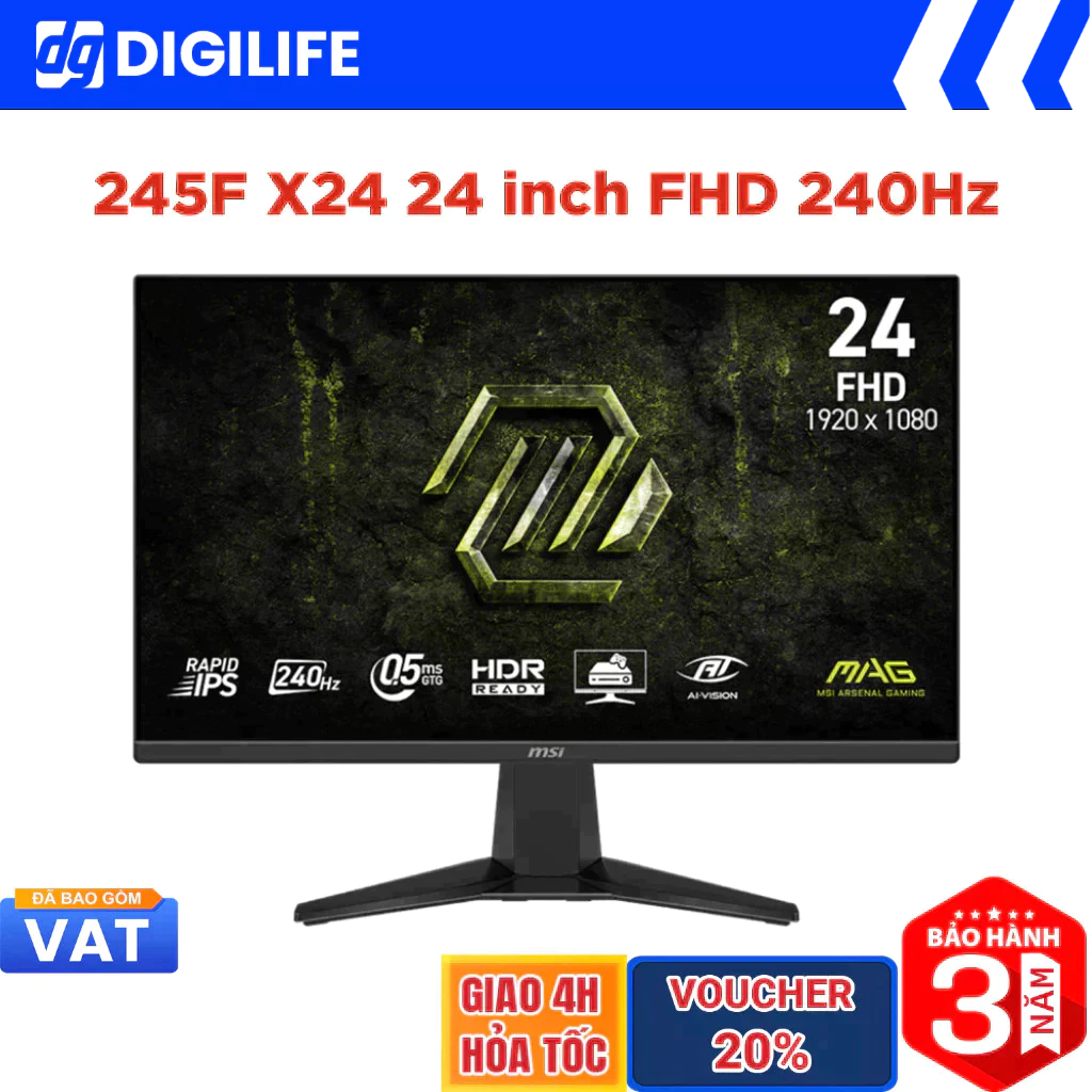 Màn hình Gaming MSI MAG 245F X24 24 inch FHD 240Hz 0.5ms Rapid IPS
