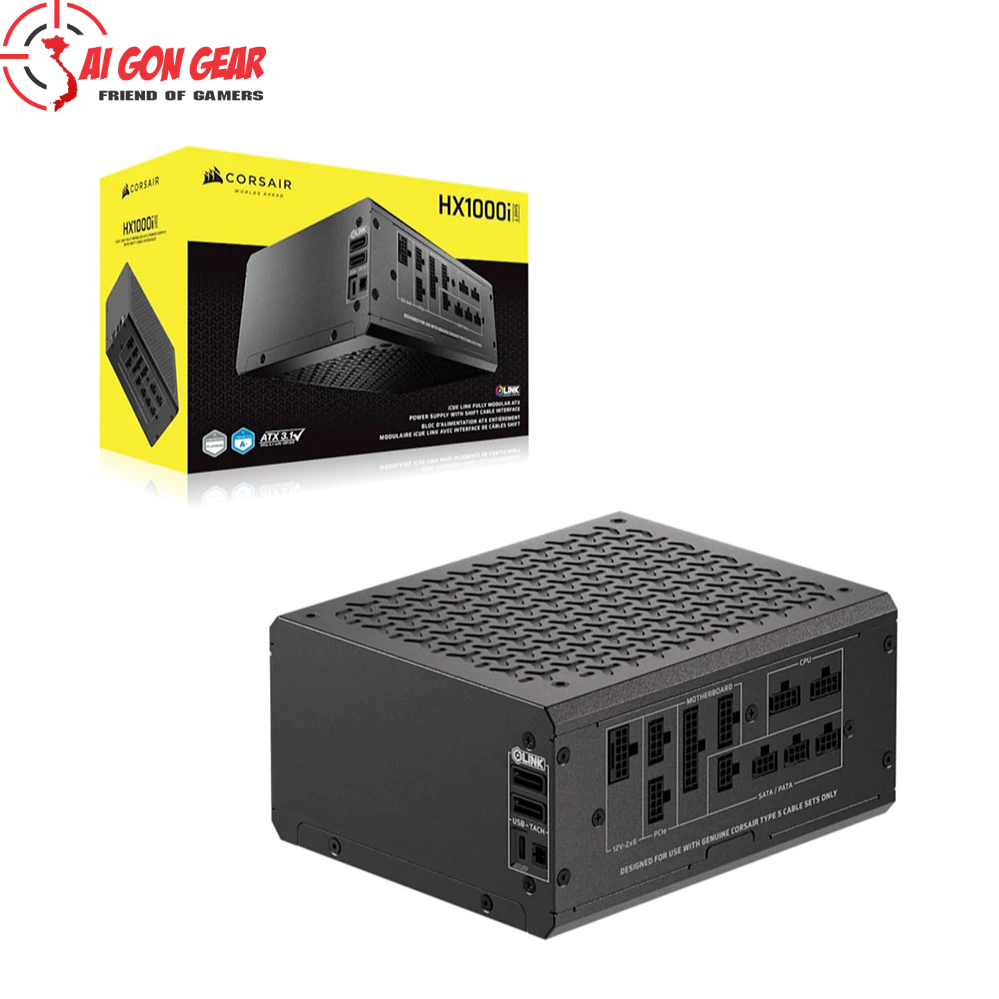 Nguồn máy tính Corsair HX1000i SHIFT ATX 3.1 & PCIe 5.1 - 80 Plus Platinum - Full Modul
