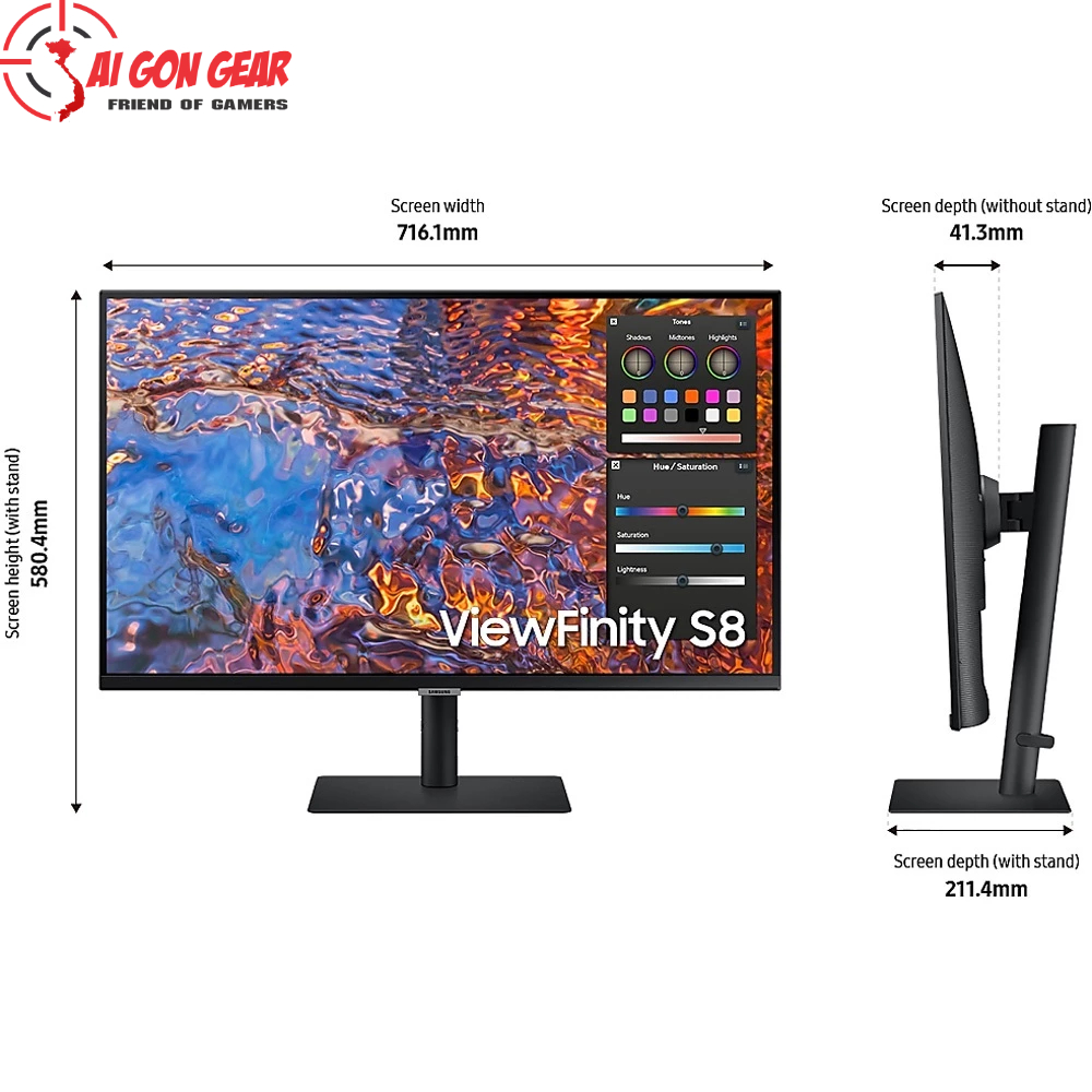 Màn Hình Đồ Họa SAMSUNG ViewFinity S8 LS32B800PXEXXV (32.0 inch - 4K - IPS - 60Hz - 5ms - USB TypeC 