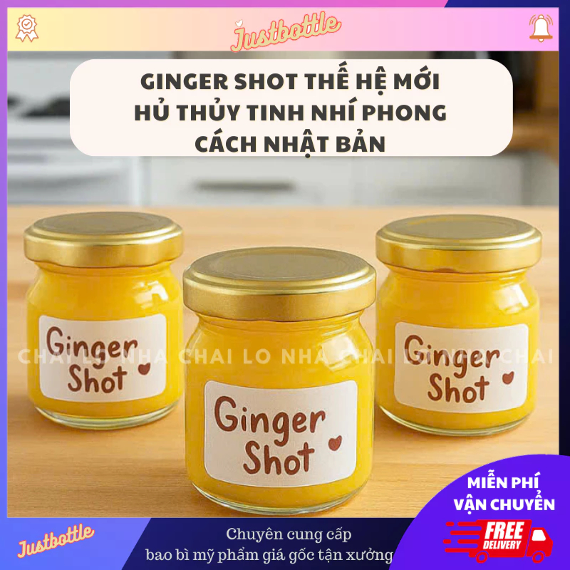 [PHIÊN BẢN MỚI NHẤT] (Combo 5/10) Chai thủy tinh Ginger Shot 30ml 50ml.Hủ thủy tinh miệng rộng Phong