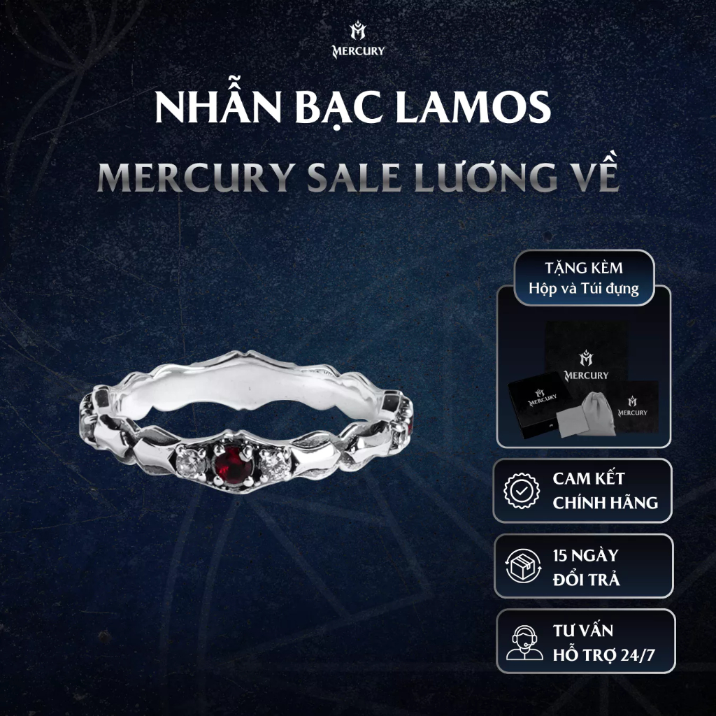 Nhẫn Bạc nam,nữ 925 Mercury Lamos - Trang sức Bạc 925 cao cấp-Thiết kế độc quyền bởi Mercury