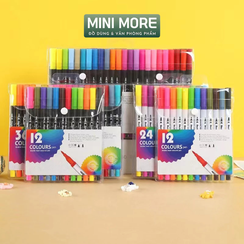 Bút brush viết calligraphy bút cọ dual tip brush pen 2 đầu đa năng trang trí sổ, take notes mẫu mới