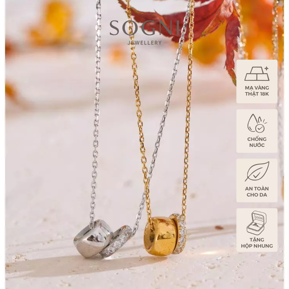 Dây chuyền nữ titan SOGNI Filu đính đá sang chảnh mạ vàng PVD 18K thép không gỉ YY5478A