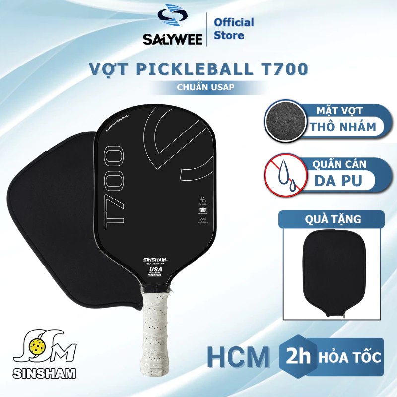 Vợt Pickleball T700 SINSHAM đạt chuẩn USAP chất liệu carbon T700 siêu nhẹ