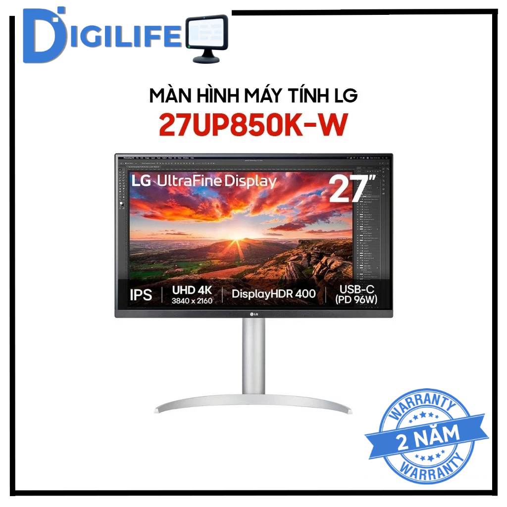 Màn Hình - Monitor LG 27UP850N-W 27UP850K-W 27" 4K Nano IPS 60Hz (HDMI/DP/USB-C) - Chính Hãng