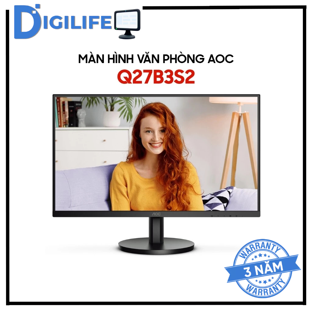 Màn Hình - Monitor AOC Q27B3S2 27 inch 2K QHD 100Hz 1ms IPS  - Bảo hành 36 tháng