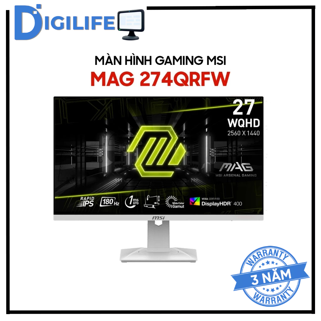 Màn Hình - Monitor Gaming MSI MAG 274QRFW 27 Inch 2K 180Hz Rapid IPS 1ms - Chiến Game Mượt Mà