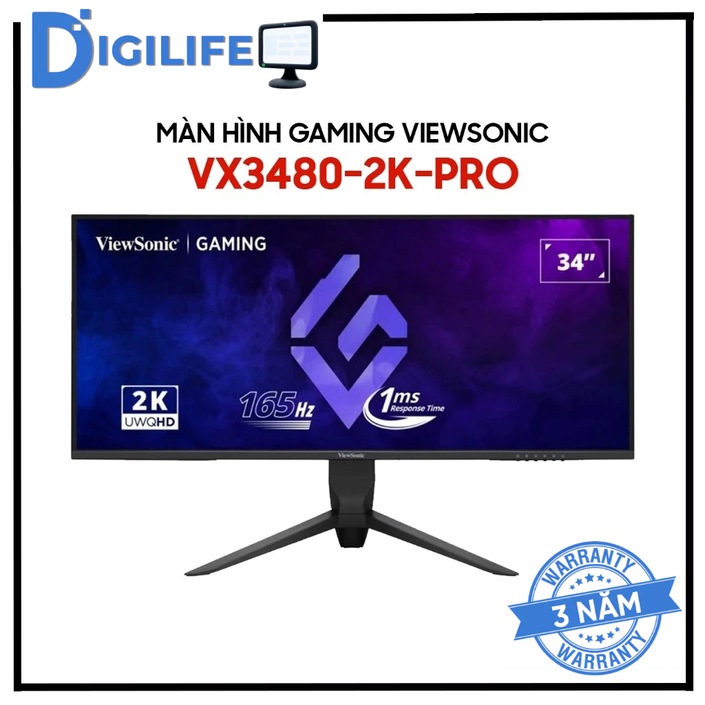 Màn Hình - Monitor Gaming ViewSonic VX3480-2K-PRO 34 inch UWQHD 165Hz 1ms VA - Bảo hành chính hãng  