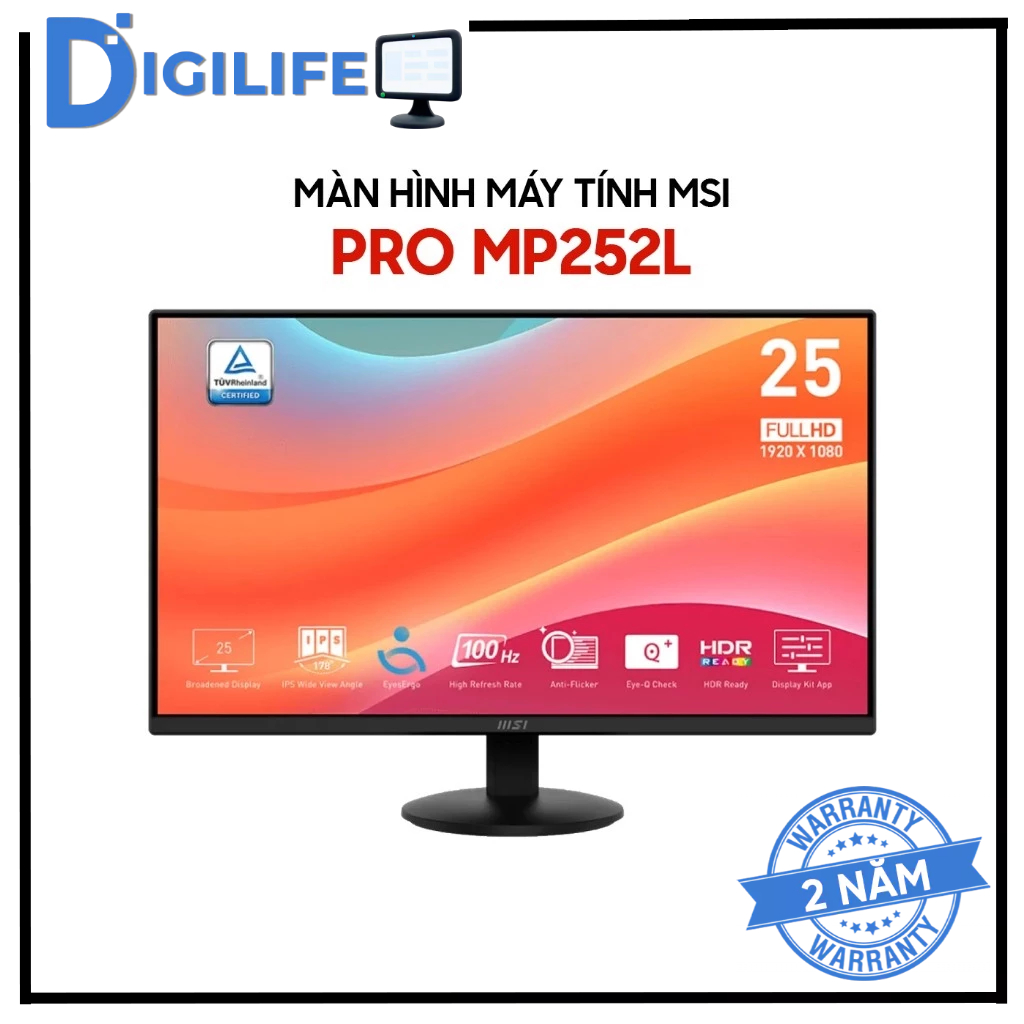 Màn Hình - Monitor MSI PRO MP252L 24.5 inch Full HD IPS 100Hz 1ms - Bảo hành chính hãng 24 tháng