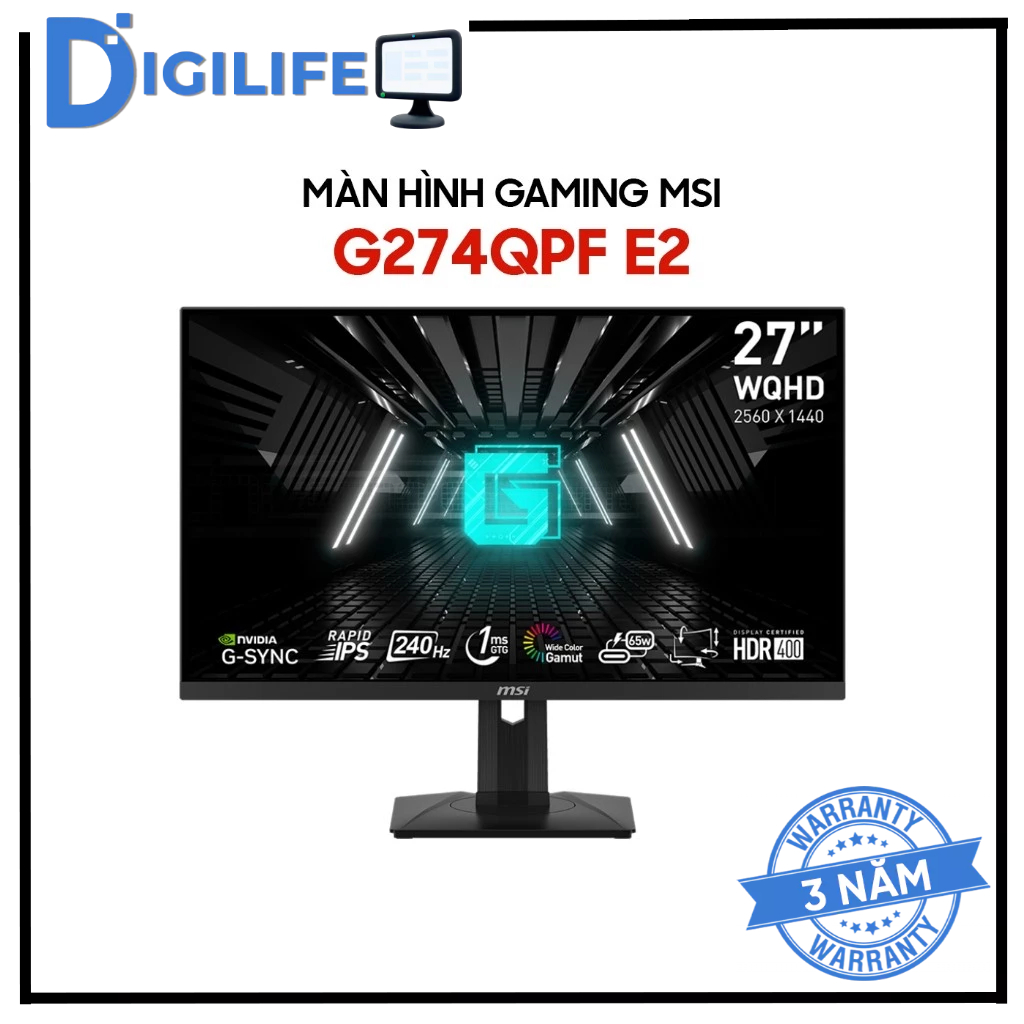 Màn Hình - Monitor Gaming MSI G274QPF E2 27 Inch WQHD IPS 180Hz - New Chính Hãng