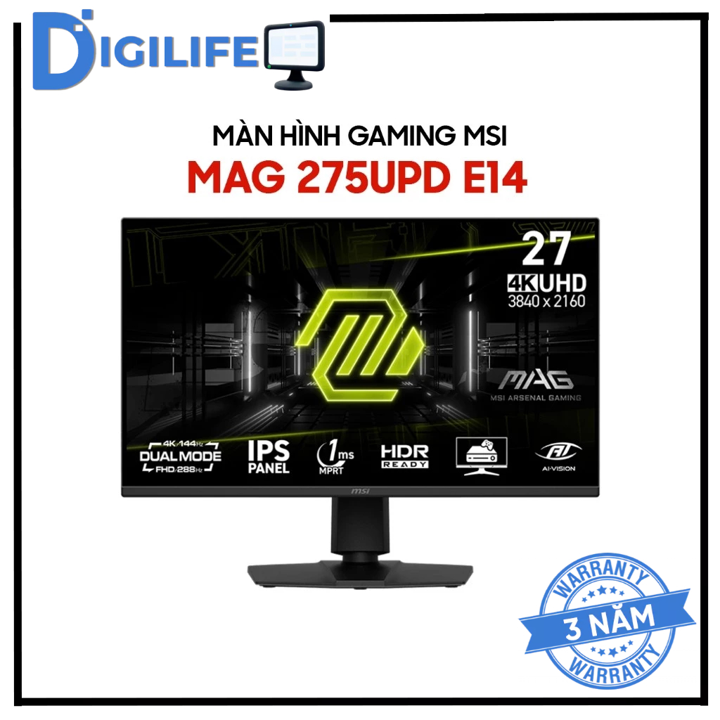 Màn Hình - Monitor Gaming MSI MAG 275UPD E14 27 inch 4K UHD IPS 144Hz Dual Mode FHD 288hz