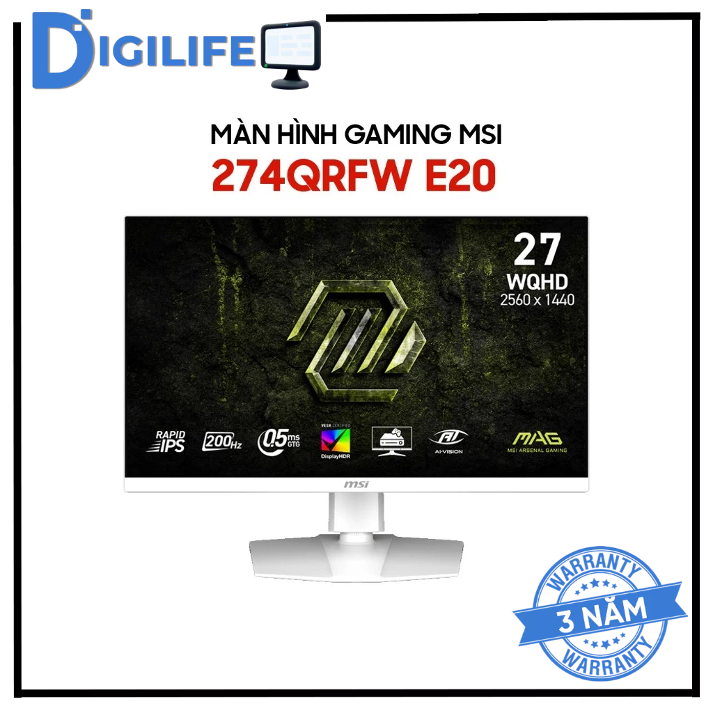 Màn Hình - Monitor Gaming MSI MAG 274QRFW E20 27 inch 200Hz 0.5ms 2K Rapid IPS - Bảo hành 36 tháng