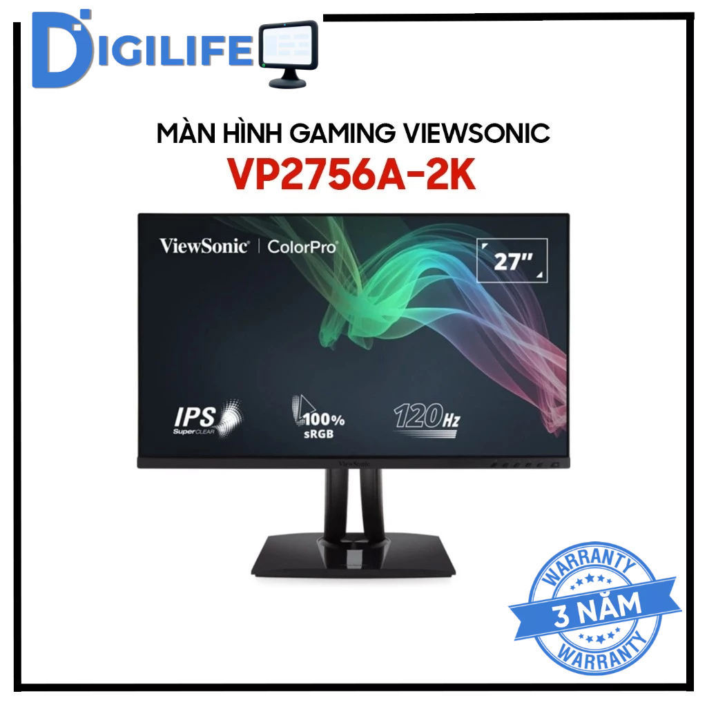 Màn Hình - Monitor Đồ Hoạ ViewSonic VP2756A-2K 27 inch 2K QHD 120Hz 5ms IPS - Bảo hành 36 tháng