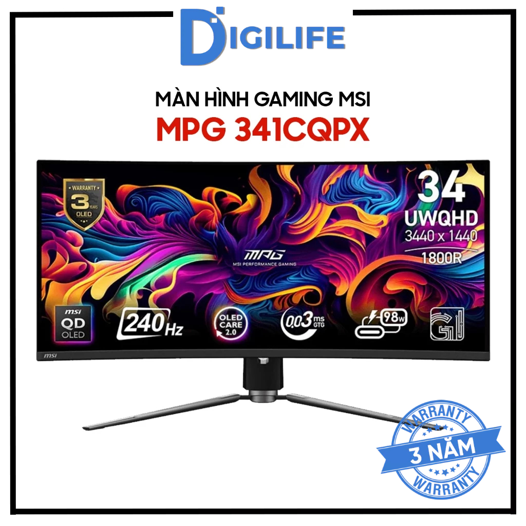 Màn hình Gaming MSI MPG 341CQPX QD-OLED 34 inch UWQHD 240Hz 0.03ms