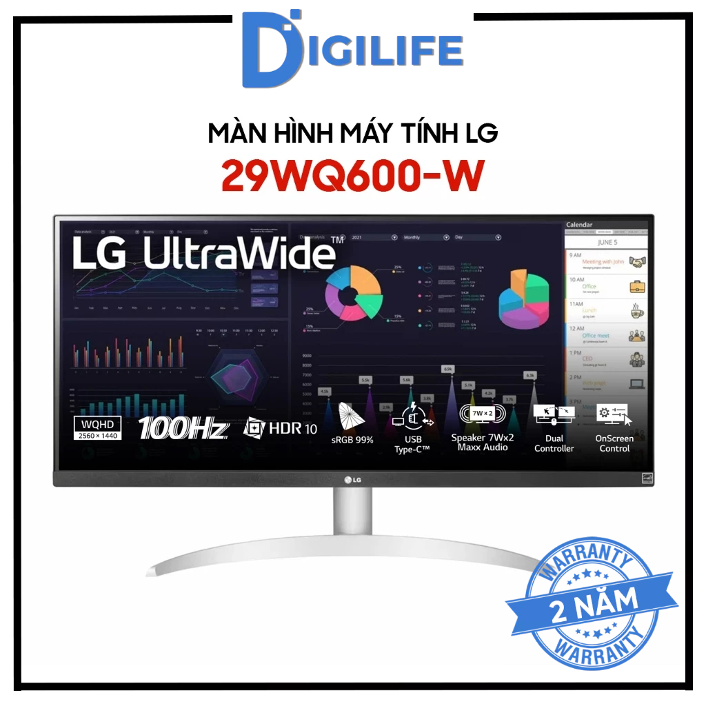 Màn hình LG UltraWide 29WQ600-W 29 inch FHD UltraWide 100Hz 5ms IPS Có Loa