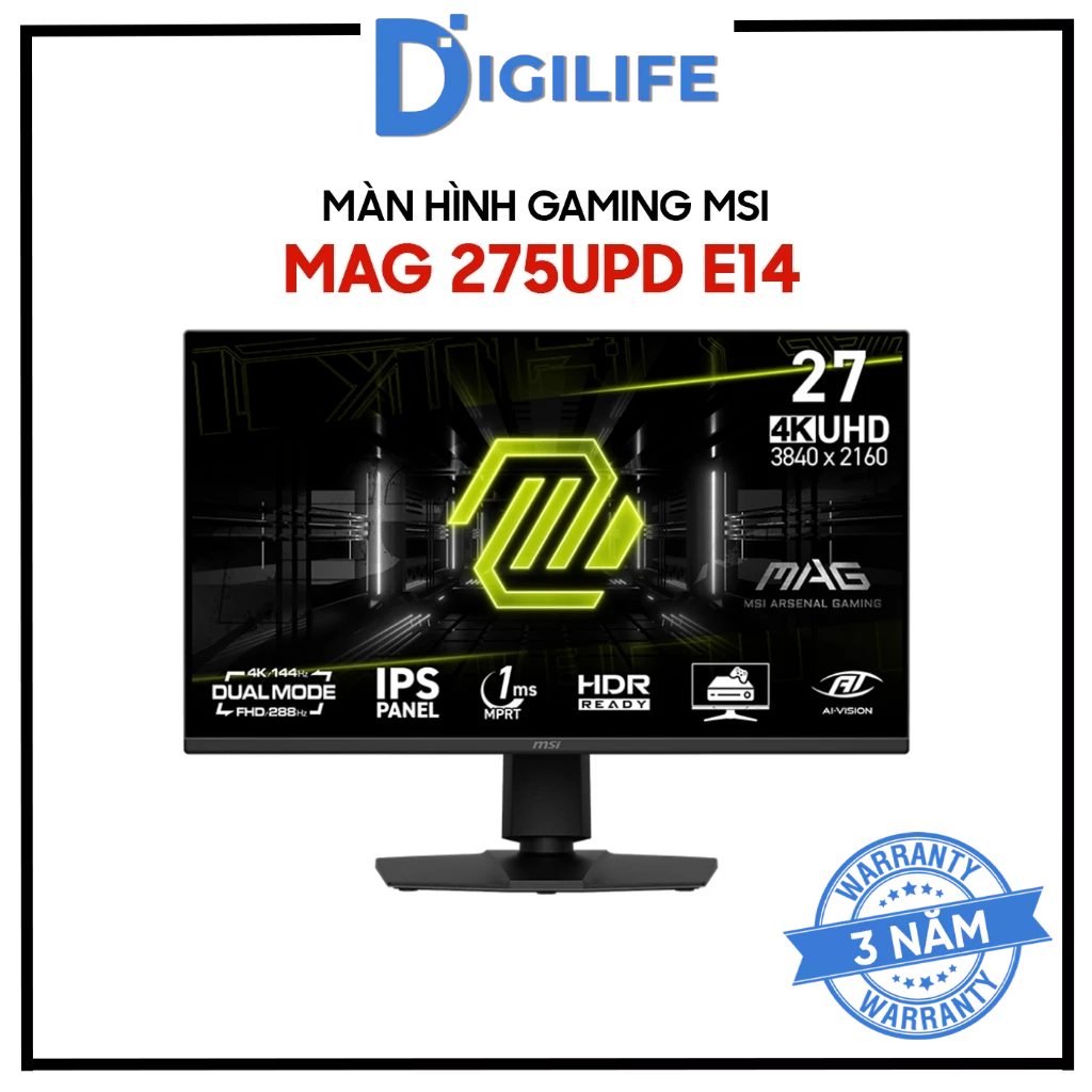 Màn Hình Gaming MSI MAG 275UPD E14 27 inch 4K UHD IPS 144Hz Dual Mode FHD 288hz