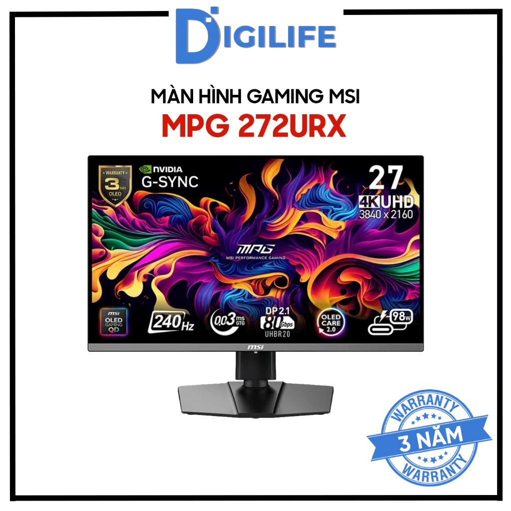 Màn hình Gaming MSI MPG 272URX QD-OLED 27 inch 4K UHD 240Hz 0.03ms QD-OLED