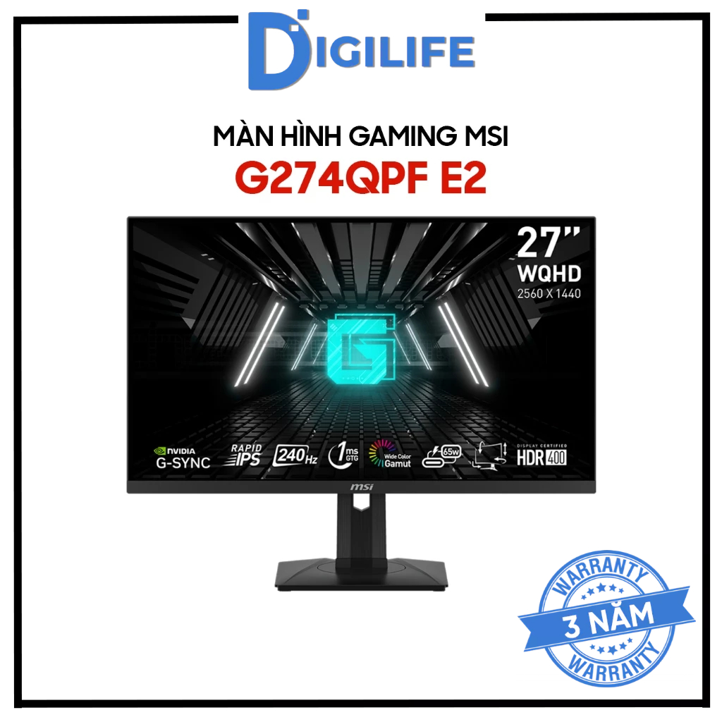 Màn hình Gaming MSI G274QPF E2 27 Inch WQHD IPS 180Hz