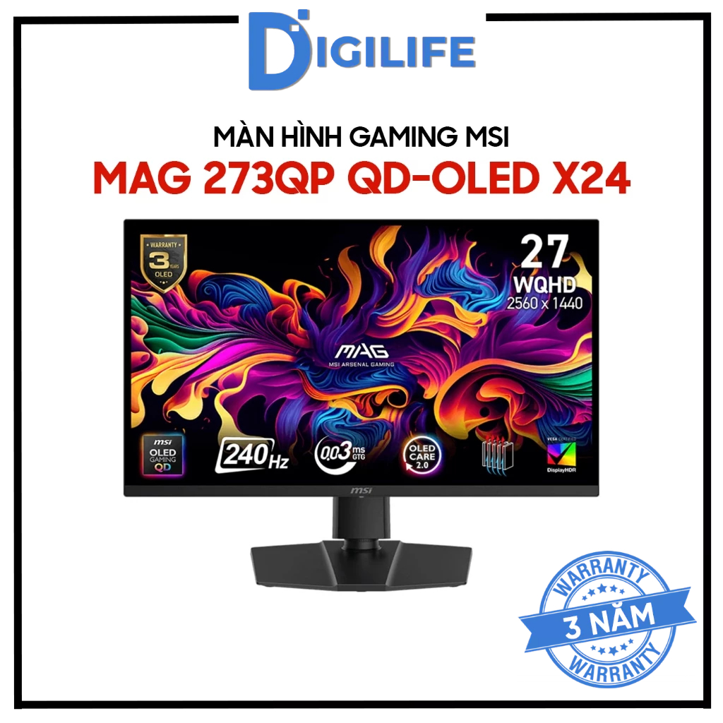 Màn hình Gaming MSI MAG 273QP QD-OLED X24 27 inch 2K WQHD 240Hz 0.03ms QD-OLED