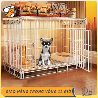 🐕Happy Pets Home🐈Lồng Chó vật liệu sắt,Gấp Gọn Chuồng Chó Di Động 2 Tầng Chuồng Mèo Tặng Khay
