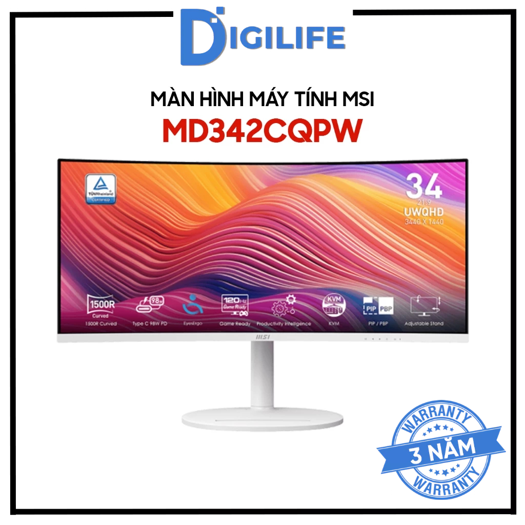 Màn hình đồ họa MSI Modern MD342CQPW 34 inch UWQHD 120Hz 1ms VA Cong 1500R