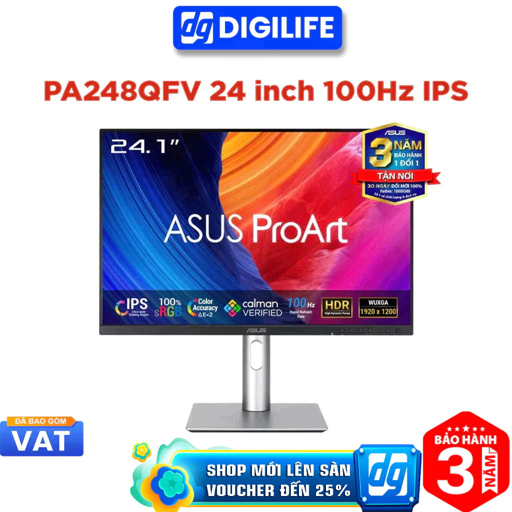 Màn hình đồ họa ASUS ProArt Display PA248QFV 24 inch WUXGA 100Hz IPS