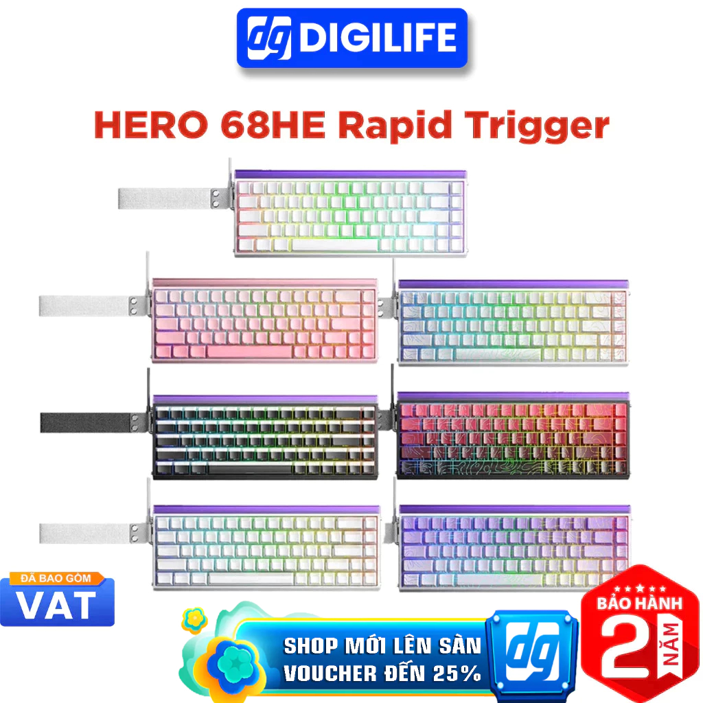 Bàn phím cơ AULA HERO 68HE Rapid Trigger Meteor Magnetic Switch Hotswap