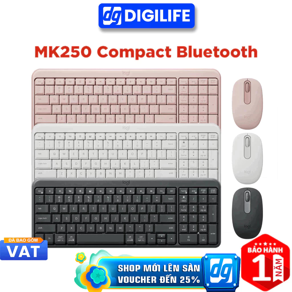 Combo Bàn phím Chuột không dây Logitech MK250 Compact Bluetooth