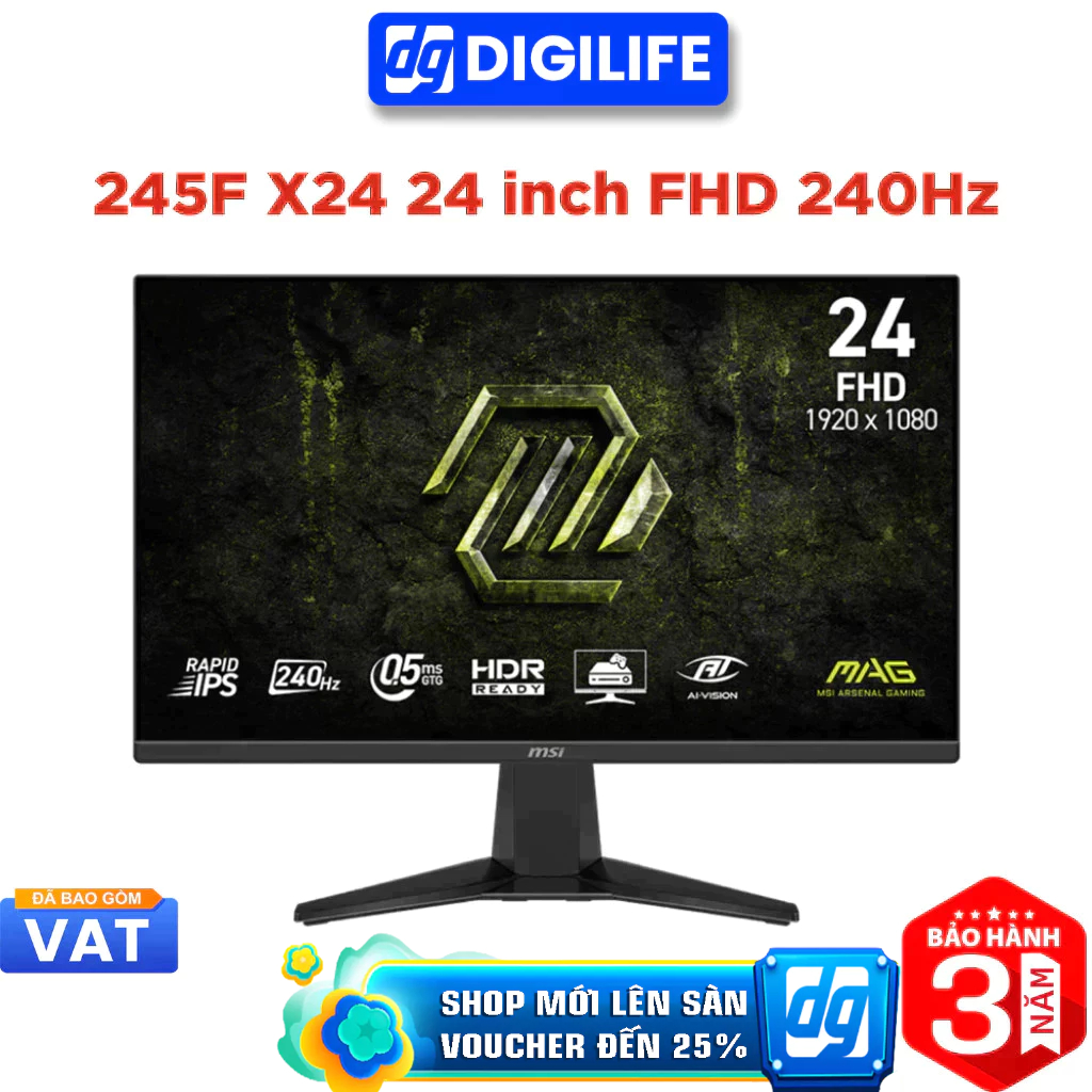 Màn hình Gaming MSI MAG 245F X24 24 inch FHD 240Hz 0.5ms Rapid IPS