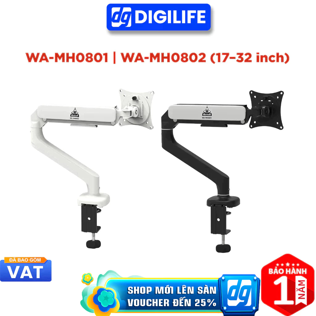 Giá Treo Màn Hình Đơn Warrior WA-MH0801 | WA-MH0802 (17–32 inch)
