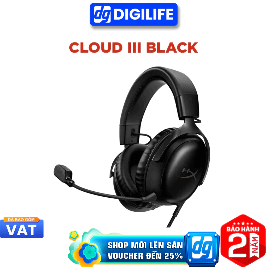 Tai nghe Gaming Over-Ear HyperX Cloud III Black/Red/White