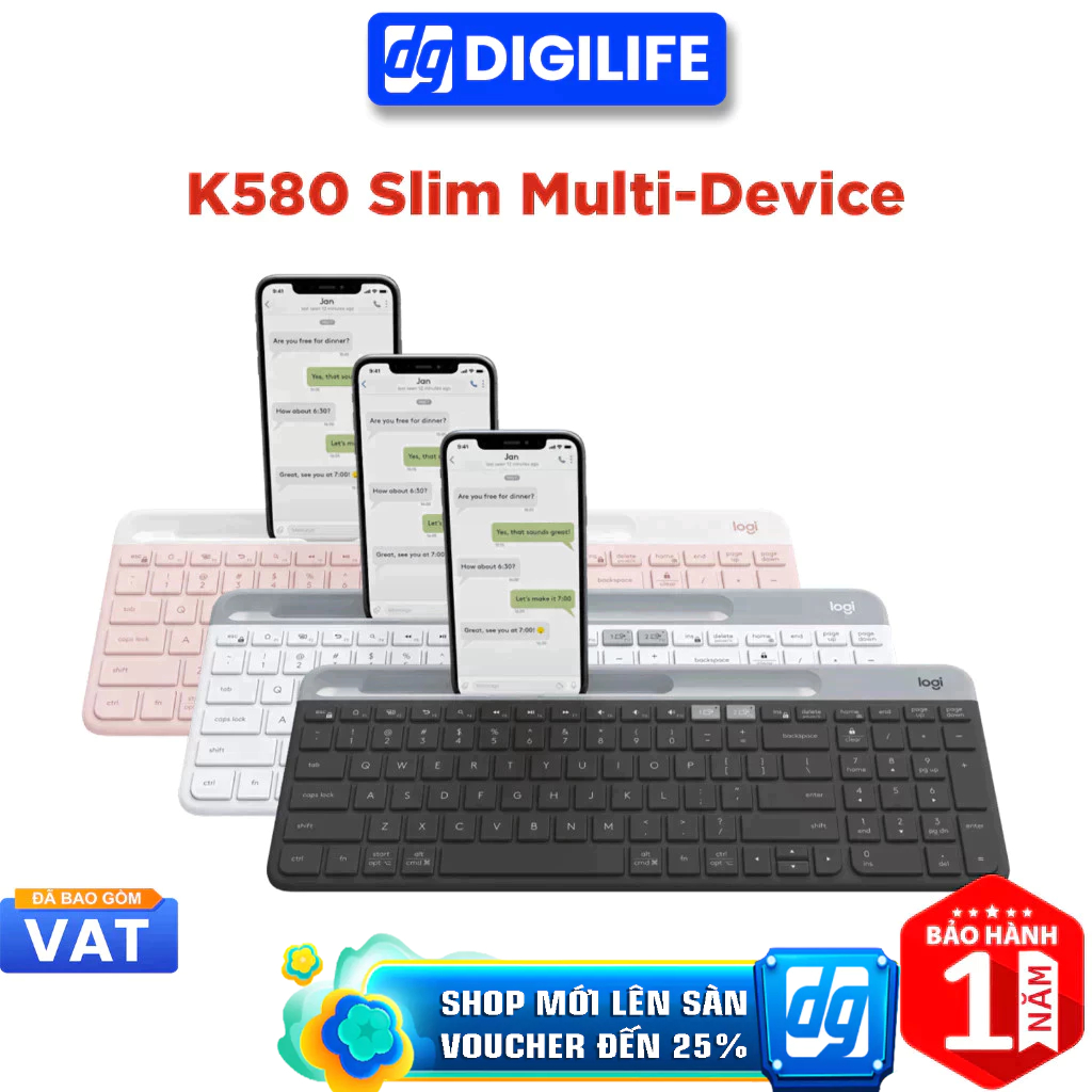 Bàn phím không dây Logitech K580 Slim Multi-Device