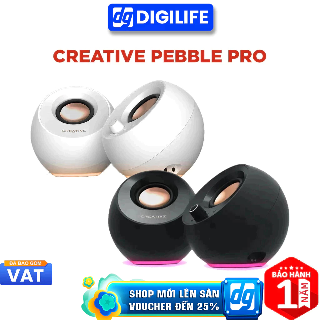 Loa máy tính Creative Pebble Pro 2.0 RGB USB-C Bluetooth 5.3