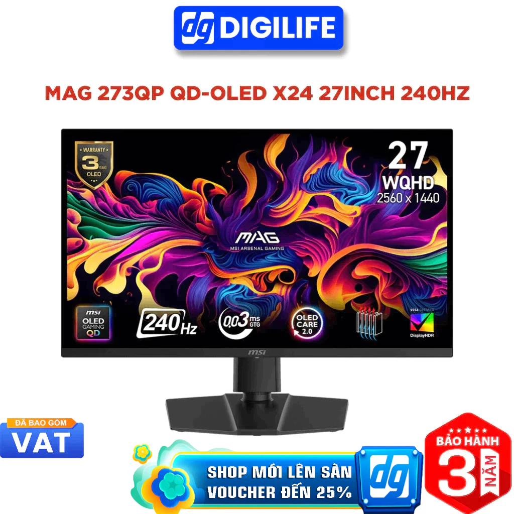 Màn hình Gaming MSI MAG 273QP QD-OLED X24 26.5 inch 2K QHD 240Hz 0.03ms QD-OLED