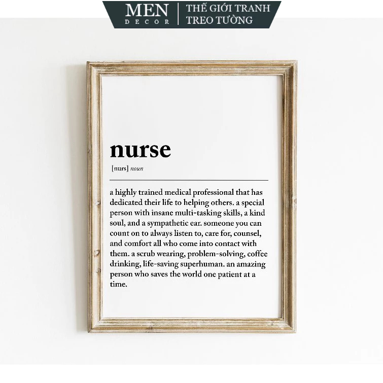 Tranh treo tường, nurse definition print nurse grad gift, nhận in theo yêu cầu, tặng kèm đinh treo t