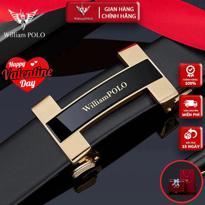 Thắt Lưng Nam Da Bò Thật 100% Cao Cấp Hàng Hiệu WilliamPOLO, Dây Nịt Nam Cao Cấp WP797 Hộp Gỗ