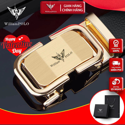 Thắt Lưng Nam Hàng Hiệu WilliamPOLO Da Bò Thật 100%, Dây Nịt Nam Cao Cấp WP798 Hộp Gỗ Làm Quà Tặng