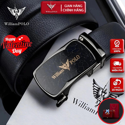 Thắt Lưng Nam Hàng Hiệu WilliamPOLO, Dây Nịt Nam Cao Cấp Da Bò Thật 100% WP7915 Hộp Gỗ Làm Quà Tặng