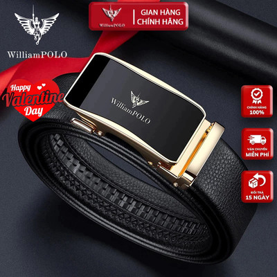Thắt Lưng Nam Da Bò Thật 100% Cao Cấp Hàng Hiệu WilliamPOLO, Dây Nịt Nam Cao Cấp WP795 Hộp Gỗ