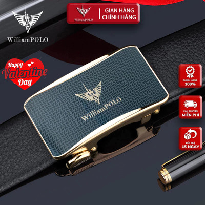Thắt Lưng Nam Da Thật Hàng Hiệu WilliamPOLO , Dây Nịt Nam Cao Cấp WP7916 Hộp Gỗ Làm Quà Tặng, Biếu