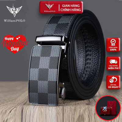 Thắt Lưng Nam Da Bò Thật 100% Cao Cấp Hàng Hiệu WilliamPOLO, Dây Nịt Nam Cao Cấp WP796 full Hộp