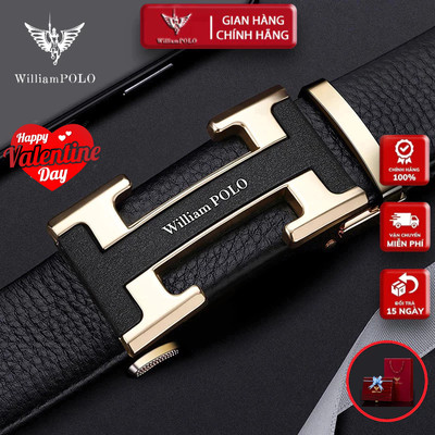 Thắt Lưng Nam Da Bò Thật 100% Cao Cấp Hàng Hiệu WilliamPOLO, Dây Nịt Nam Cao Cấp WP793 Hộp Gỗ
