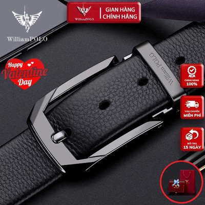 Thắt Lưng Nam Da Bò Thật 100% Cao Cấp Hàng Hiệu WilliamPOLO WP7927, Dây Nịt Nam Cao Cấp Hộp Gỗ