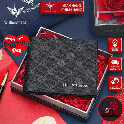 Ví Nam Cao Cấp Hàng Hiệu WilliamPOLO, Bóp Nam WV3911 Hộp Gỗ Làm Quà Tặng, Quà Biếu Mẫu Mới 2025