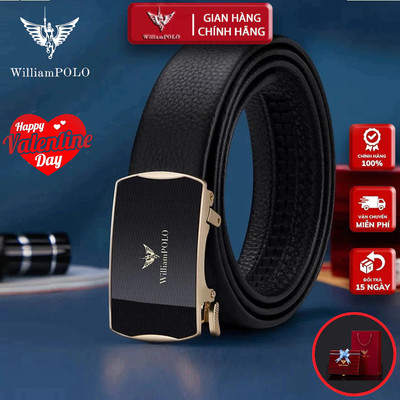 Thắt Lưng Nam Luồn Trong Giấu Dây Da Thật Cao Cấp Hàng Hiệu WilliamPOLO, Dây Nịt Nam WP799 Hộp Gỗ