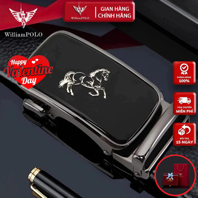 Thắt Lưng Nam Hàng Hiệu WilliamPOLO Da Bò Thật 100%, Dây Nịt Nam Cao Cấp WP7913 Hộp Gỗ Làm Quà Tặng