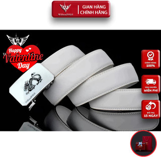 Thắt Lưng Trắng Nam Cao Cấp Mặt Rồng Luồn Trong Giấu Giây Hàng Hiệu WilliamPOLO, Dây Nịt Nam WP7918