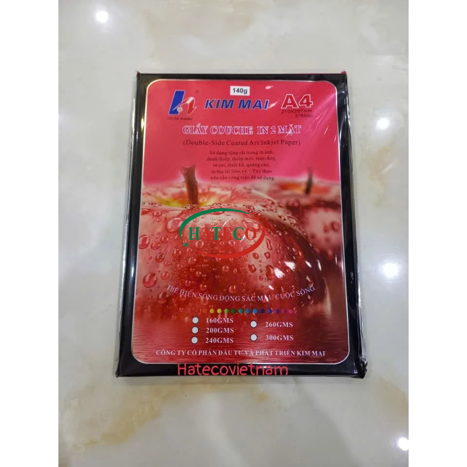 Giấy Couche in ảnh 2 mặt bóng ĐL 140 Gsm Kim Mai ( 100 tờ) - Giấy in ảnh
