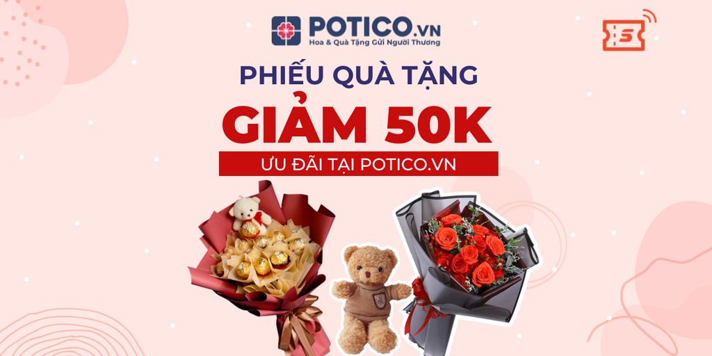 Ưu đãi Valentine giảm 50K cho đơn hàng có giá trị từ 120k trên Potico.vn